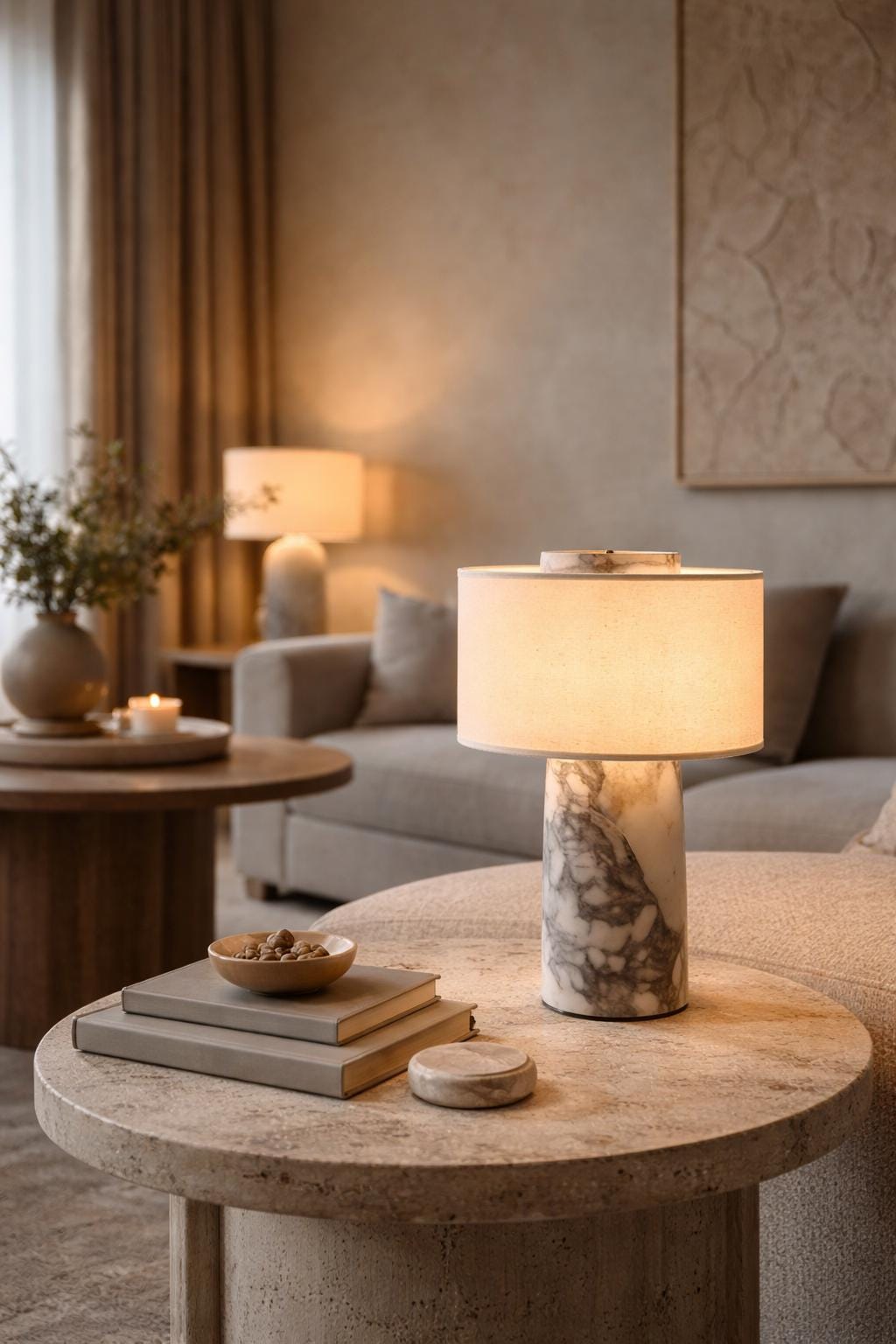 The Column - Marble Base Table Lamp